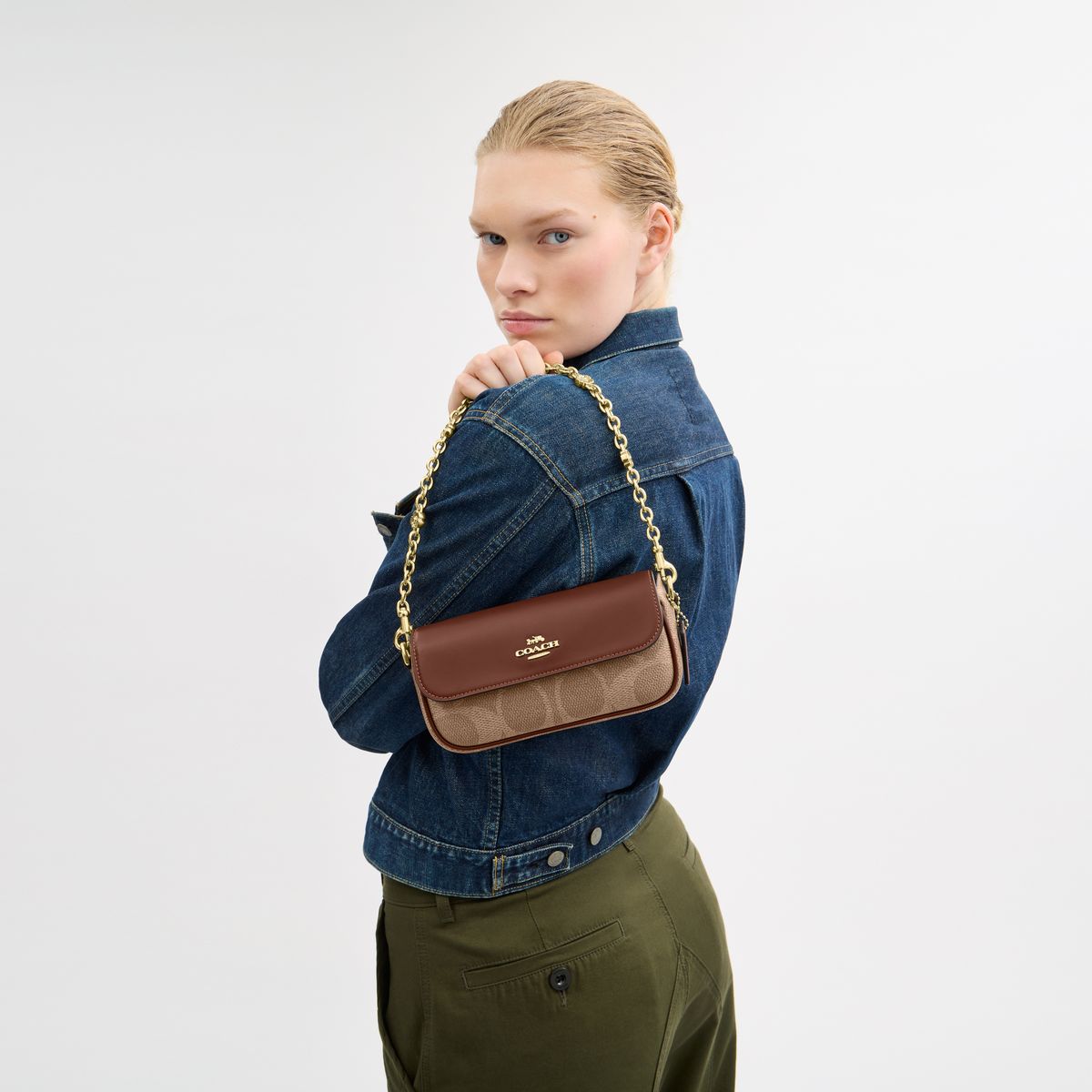CBJ14-Hailey Flap Bag In Signature Canvas-Im/Tan/Brown
