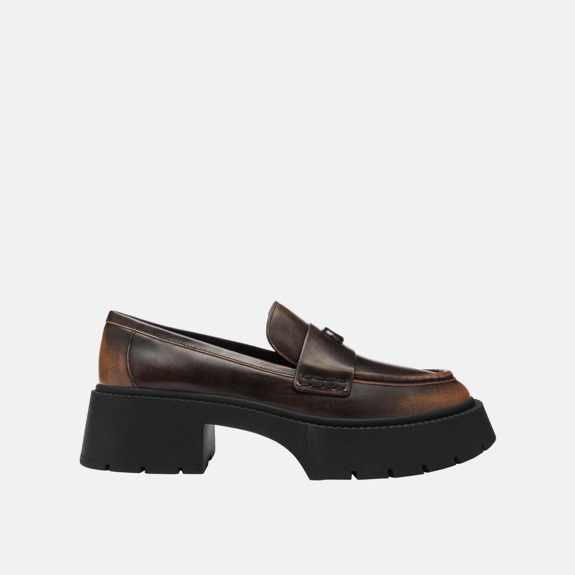 CBV18-Leah Platform Loafer In Loved Leather-Black