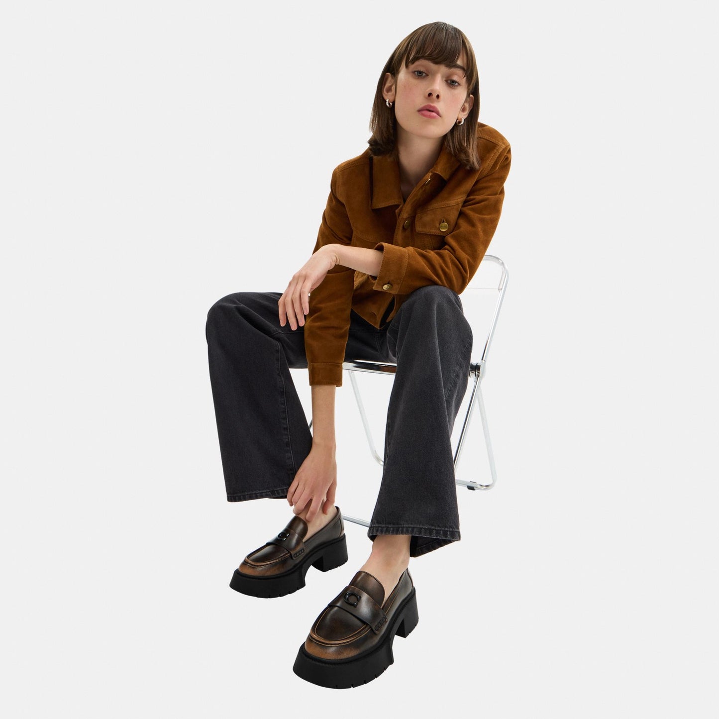 CBV18-Leah Platform Loafer In Loved Leather-Black