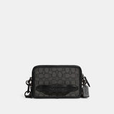 CC069-Charter Crossbody In Signature Jacquard-Charcoal/Black