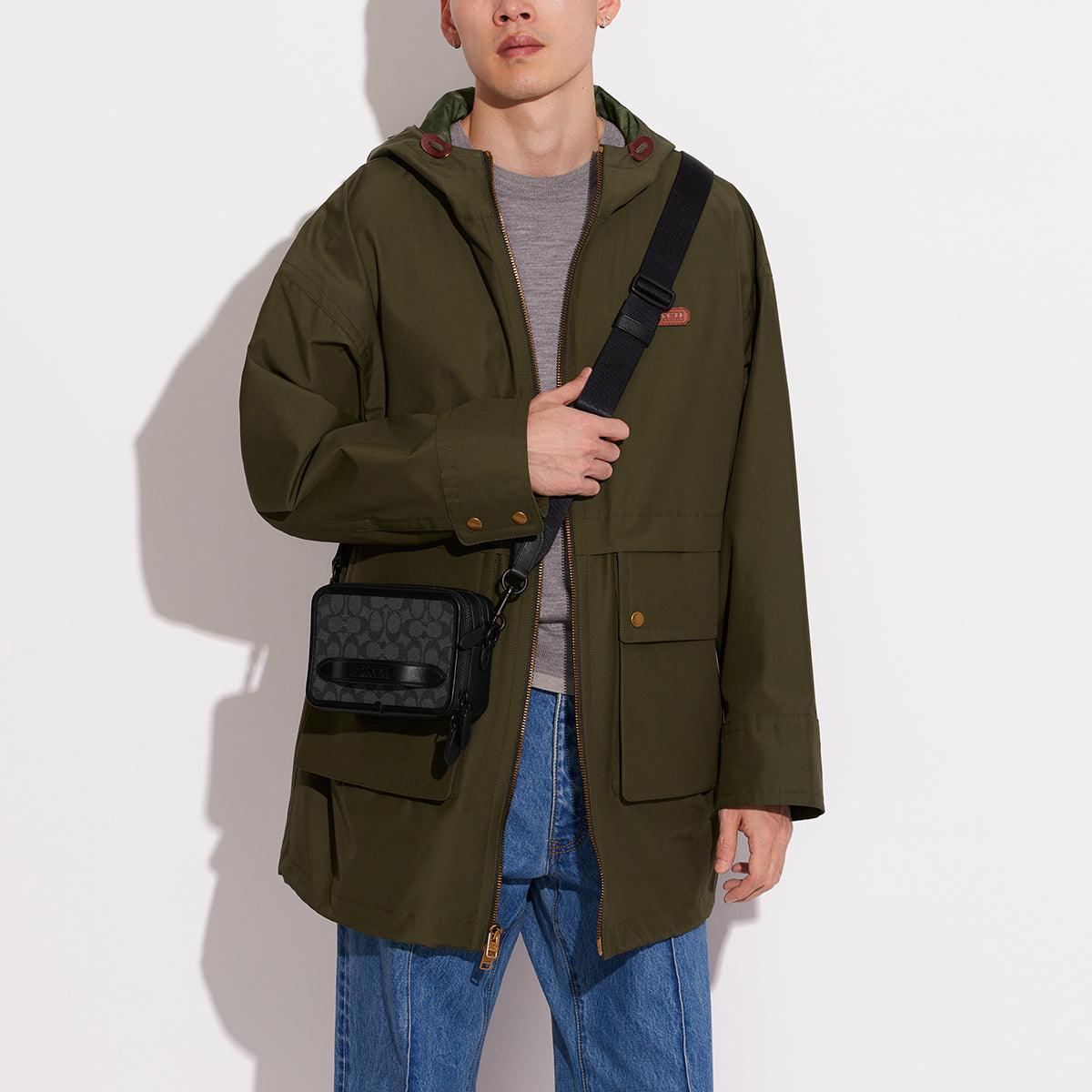 CC069-Charter Crossbody In Signature Jacquard-Charcoal/Black