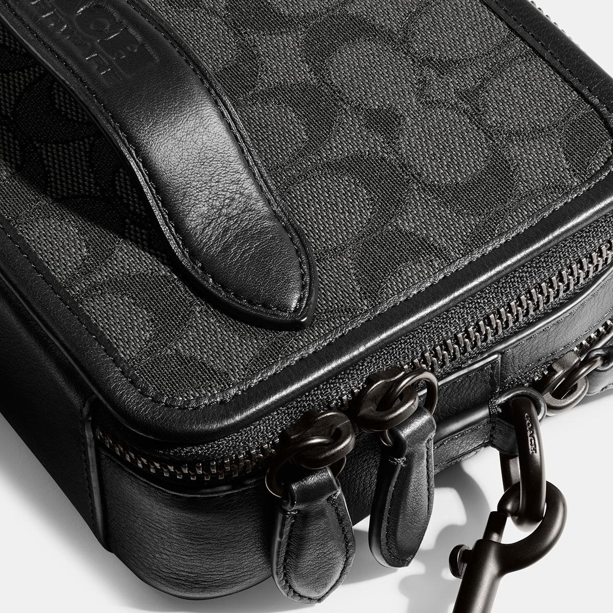 CC069-Charter Crossbody In Signature Jacquard-Charcoal/Black