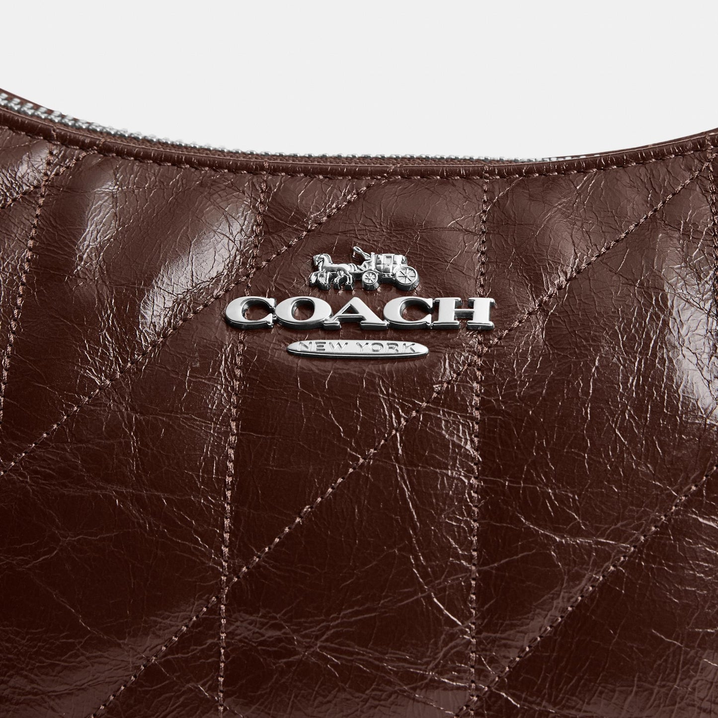 CDY83-Teri Shoulder Bag in Glazed Leather with Quilting-Sv/Maple
