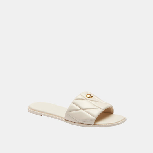 CEF42-Holly Quilted Leather Sandal-Chalk