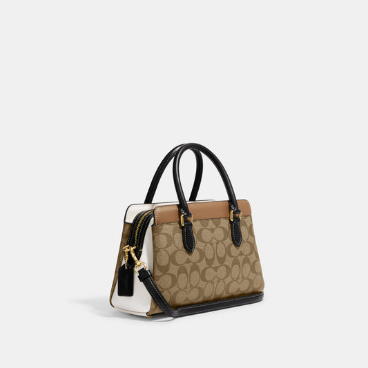 CH287-Mini Darcie Carryall In Colorblock Signature Canvas-IM/Khaki Multi