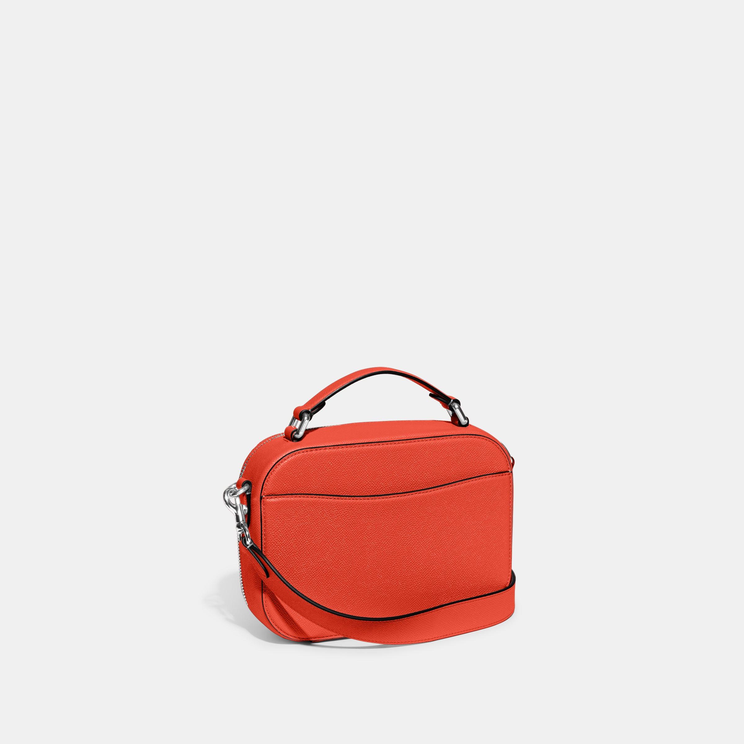 Top Handle Crossbody With Signature Canvas Interior-CJ796-Sun Orange