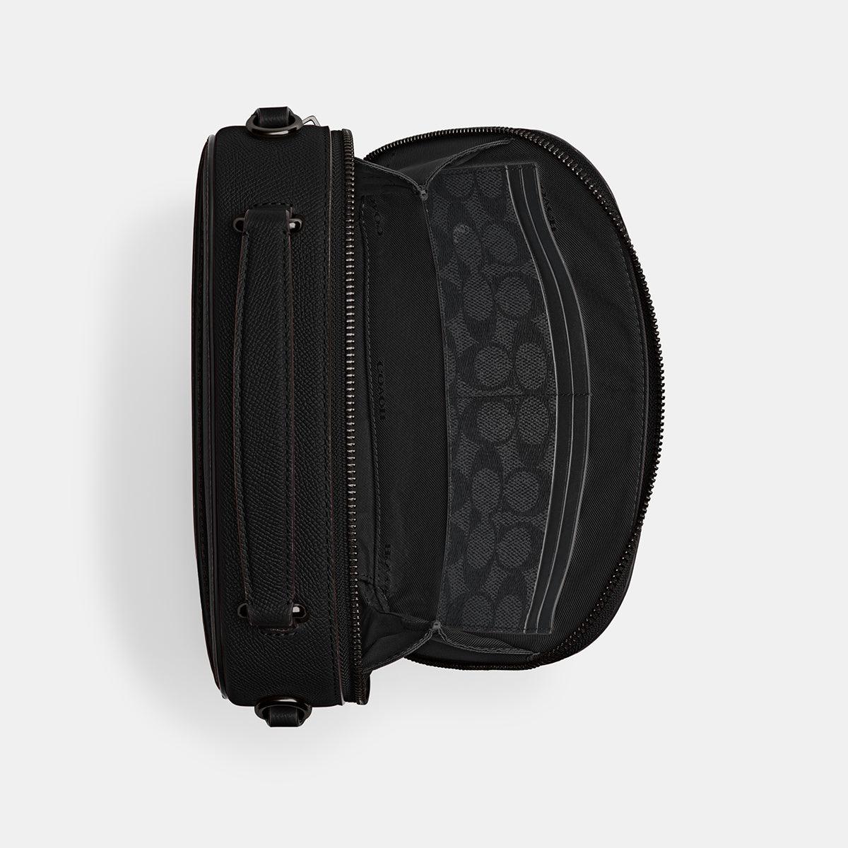 Top Handle Crossbody With Signature Canvas Interior-CJ796-Black