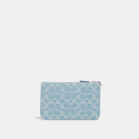 Small Wristlet In Signature Denim-CJ874-Lh/Pale Blue