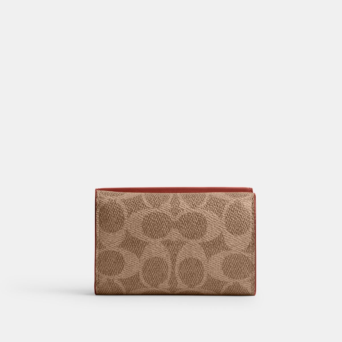 cm438-Mini Trifold Wallet In Signature Canvas-B4/Tan Rust