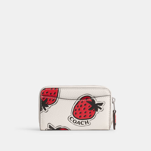 Small Zip Around Card Case With Strawberry Print