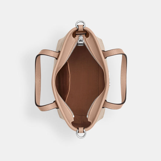 CW032-City Mini Tote Bag In Signature Canvas-SV/Sand/Taupe
