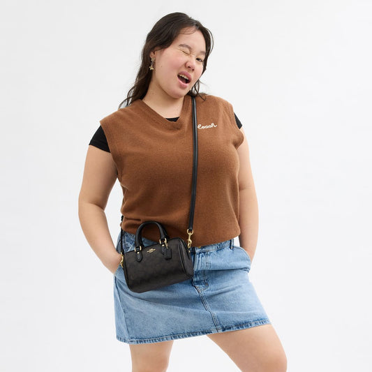 CW329-Mini Rowan Crossbody Bag In Signature Canvas-Im/Walnut/Black