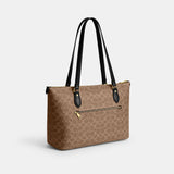 CW381-Gallery Tote Bag In Signature Canvas-Im/Tan/Black