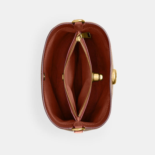 CW602-WILLOW SOFT BUCKET BAG 19 IN SIGNATURE CANVAS-B4/Tan Caramel