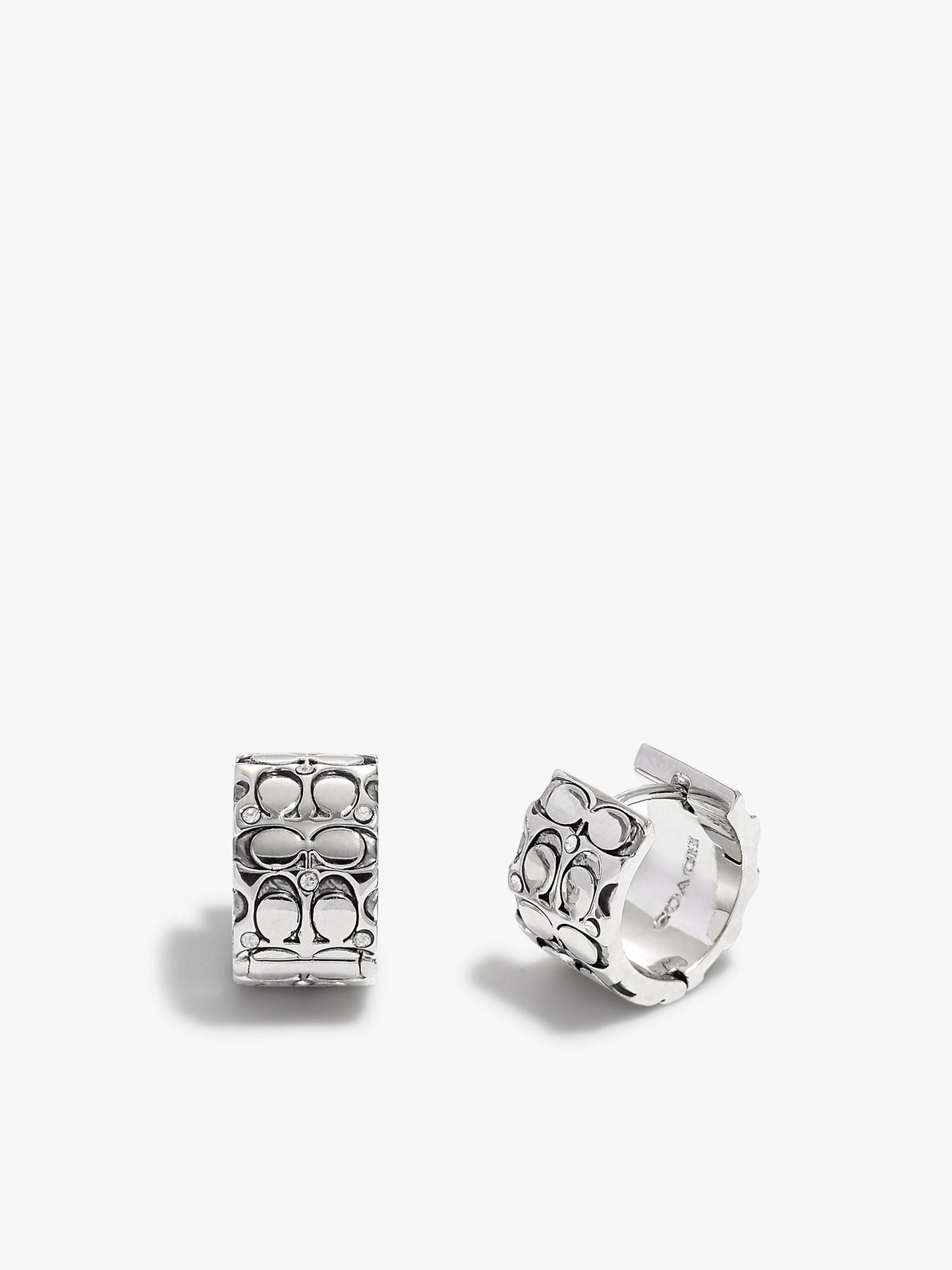 Quilted C Huggie Earrings-341903RHO-Crystal