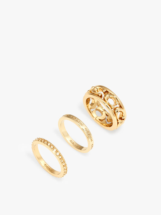 Signature Openwork Ring Set-422695GLD-Gold
