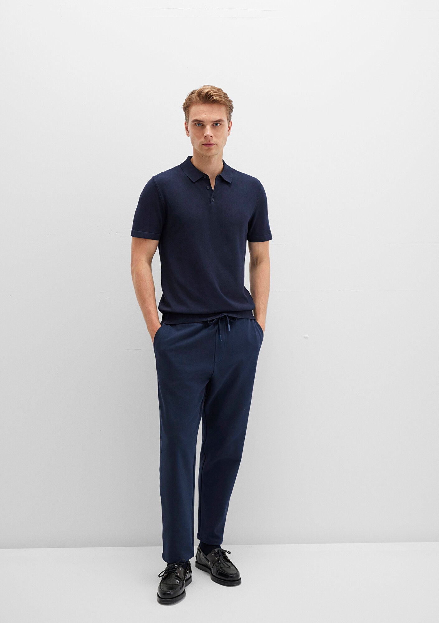 Navy Jersey Trousers