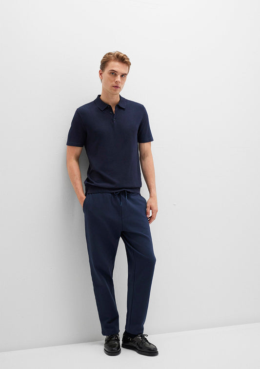Navy Jersey Trousers