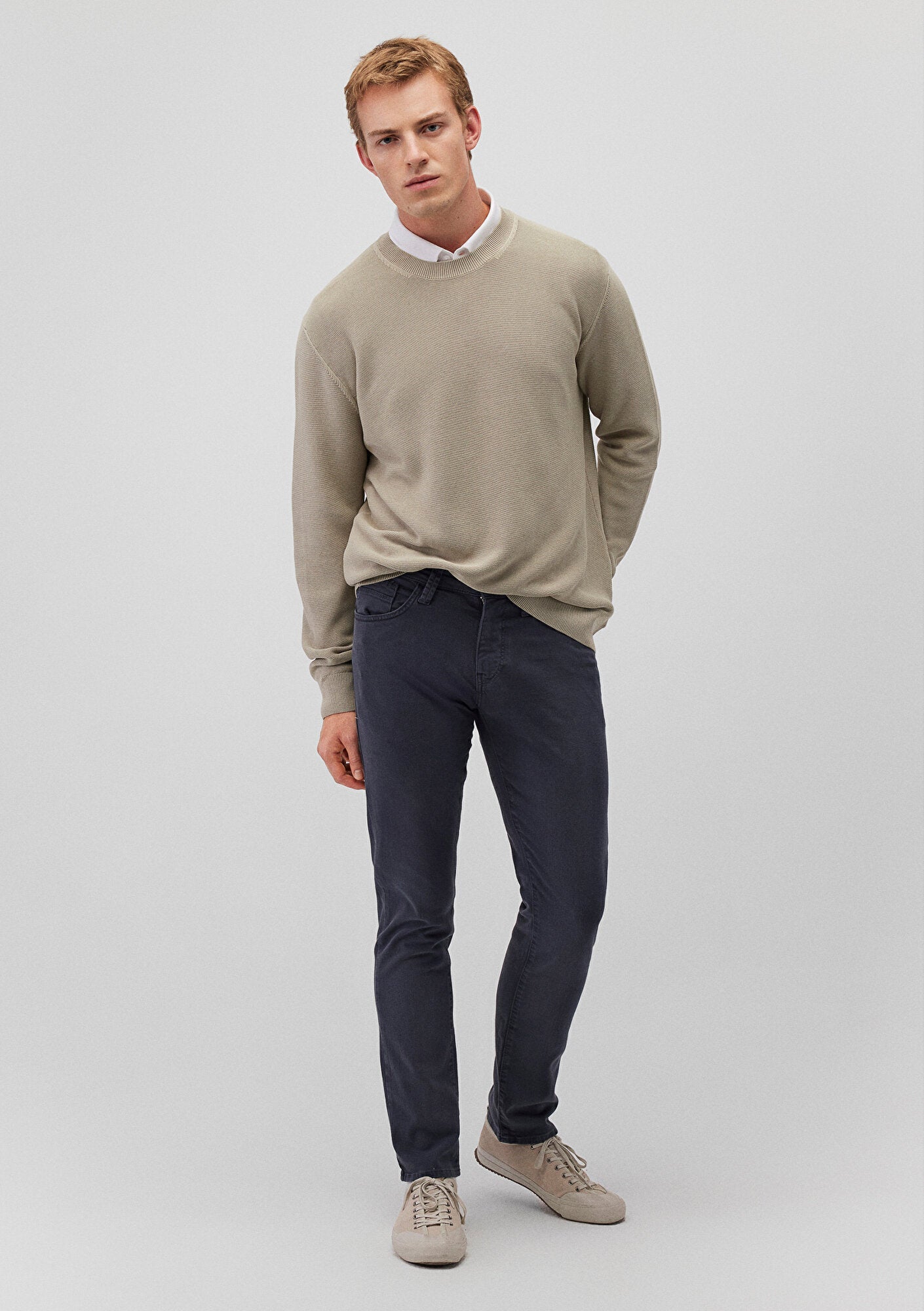 Marcus Blue Washed Comfort Gabardine Pants