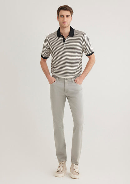 Marcus Light Grey Mavi Black Gabardin Pants