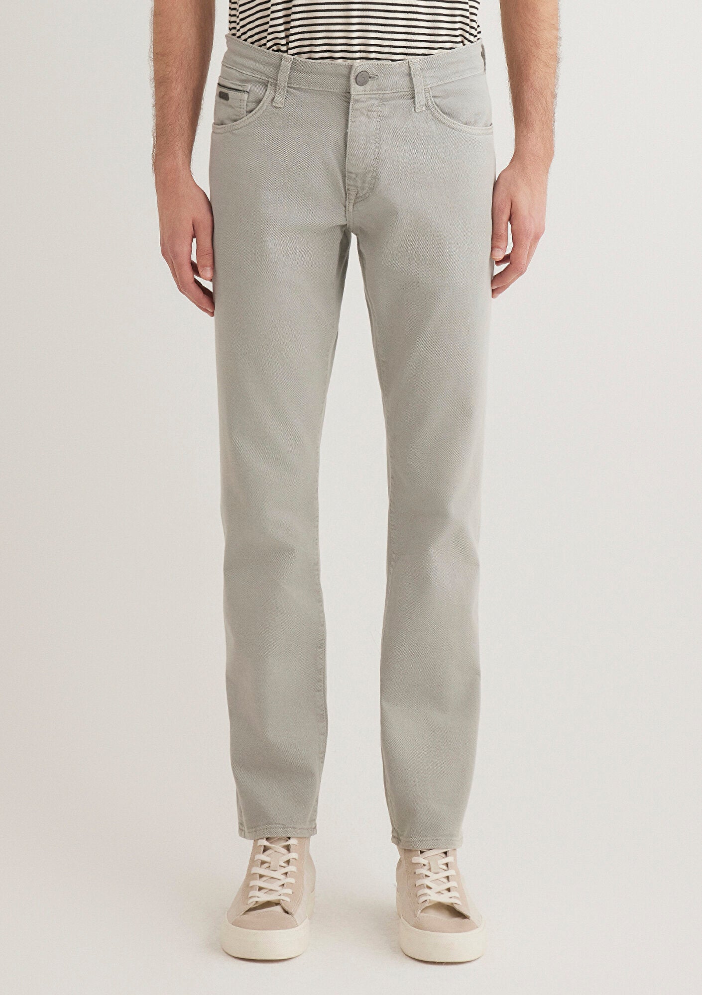 Marcus Light Grey Mavi Black Gabardin Pants