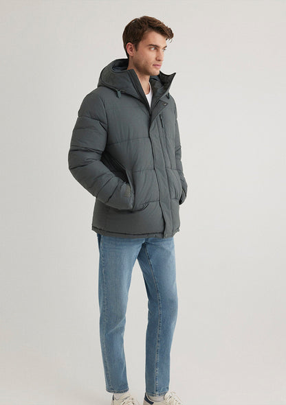 Hooded Green Puffer Jacket