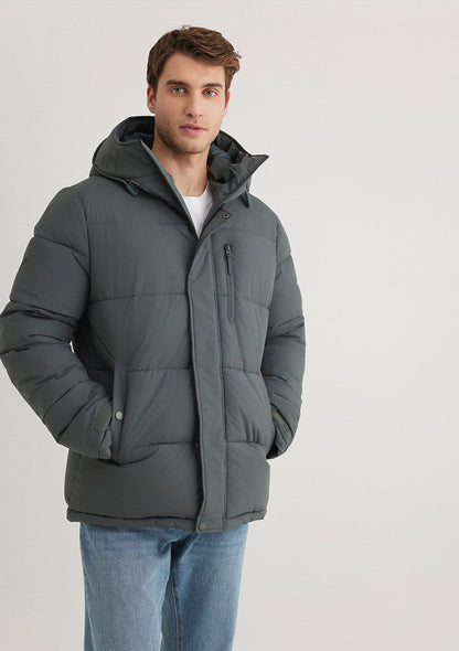 Hooded Green Puffer Jacket