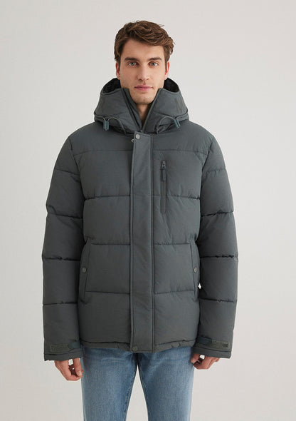 Hooded Green Puffer Jacket