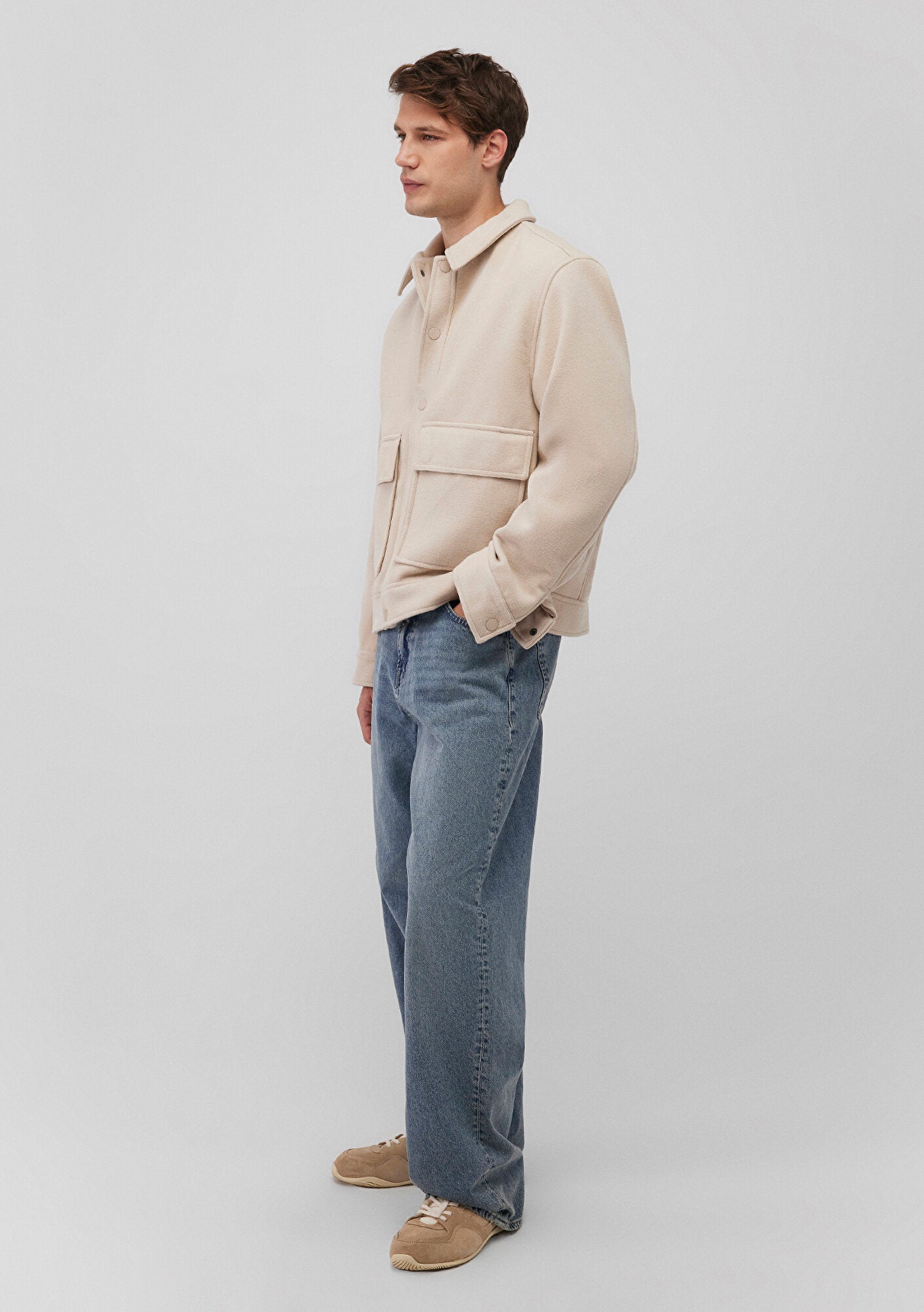 Beige Wool Blend Coat
