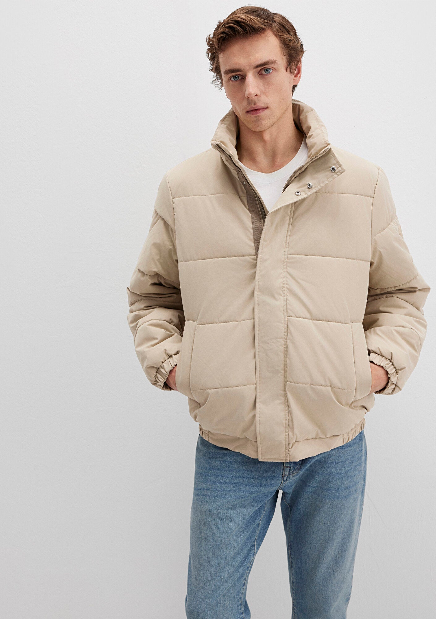 High Collar Beige Jacket