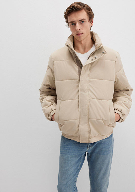 High Collar Beige Jacket