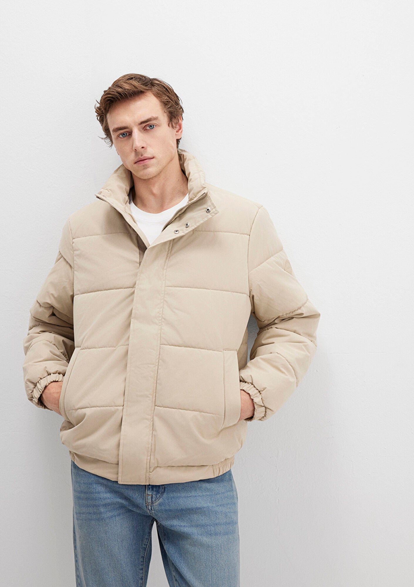 High Collar Beige Jacket