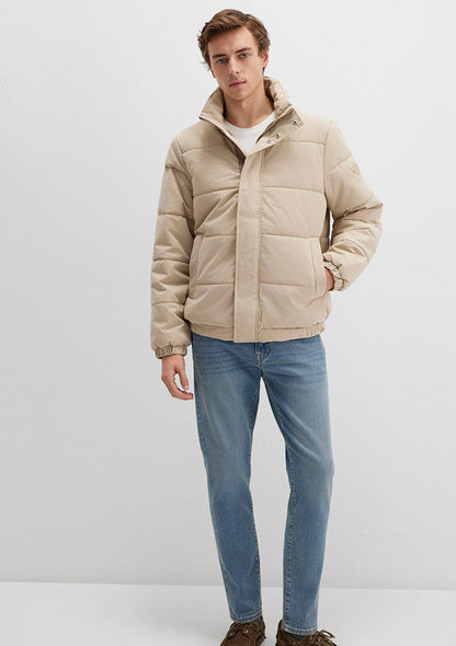 High Collar Beige Jacket