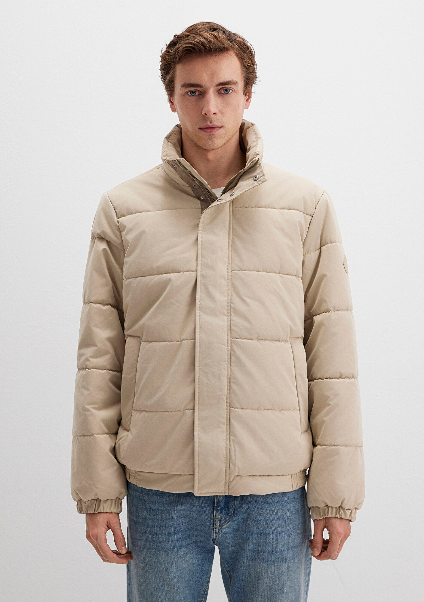 High Collar Beige Jacket