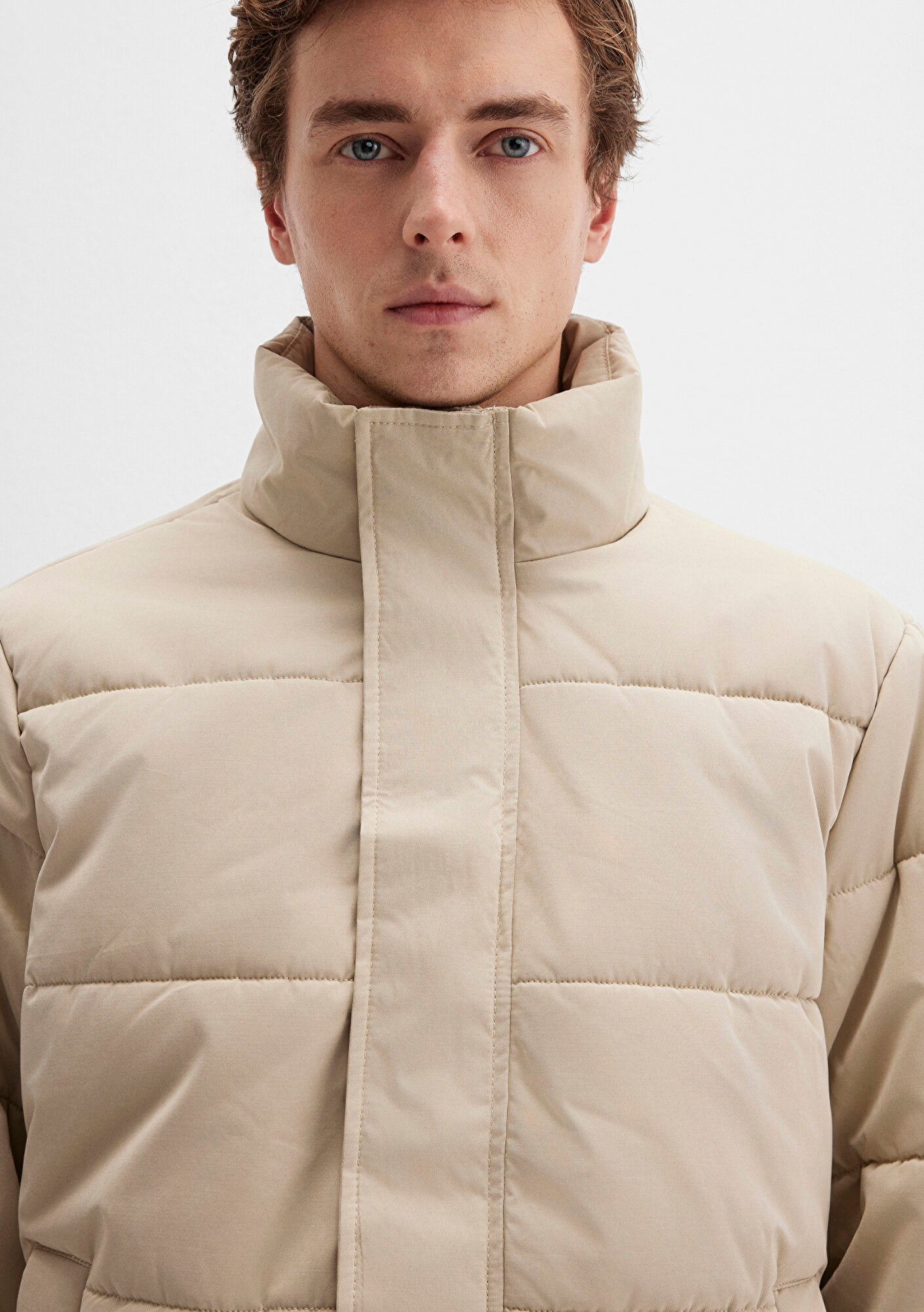High Collar Beige Jacket