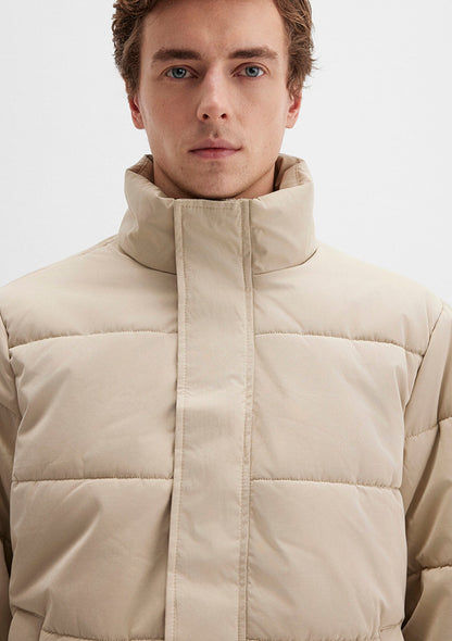 High Collar Beige Jacket