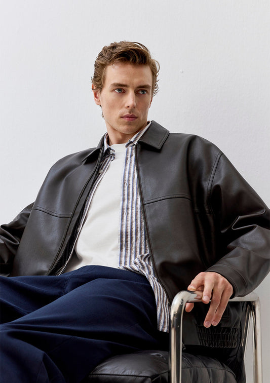 Brown Faux Leather Jacket