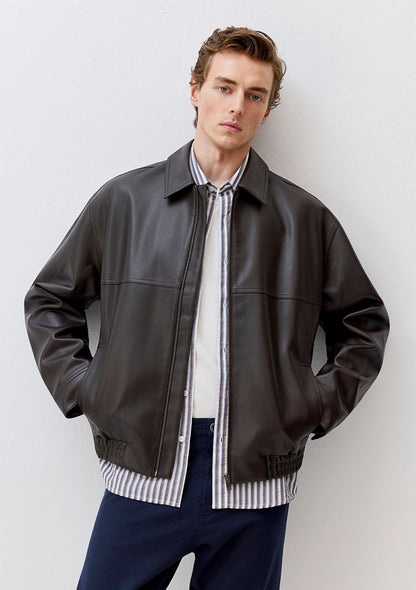 Brown Faux Leather Jacket