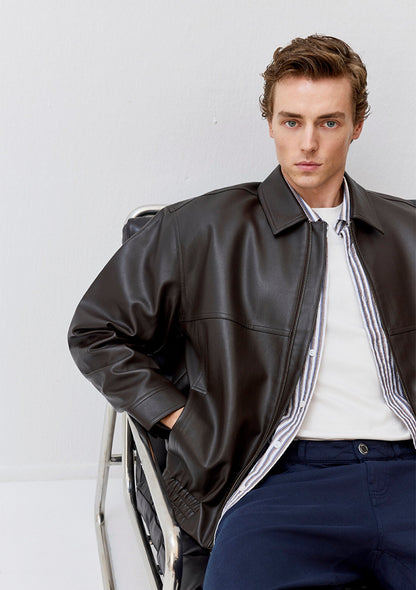 Brown Faux Leather Jacket