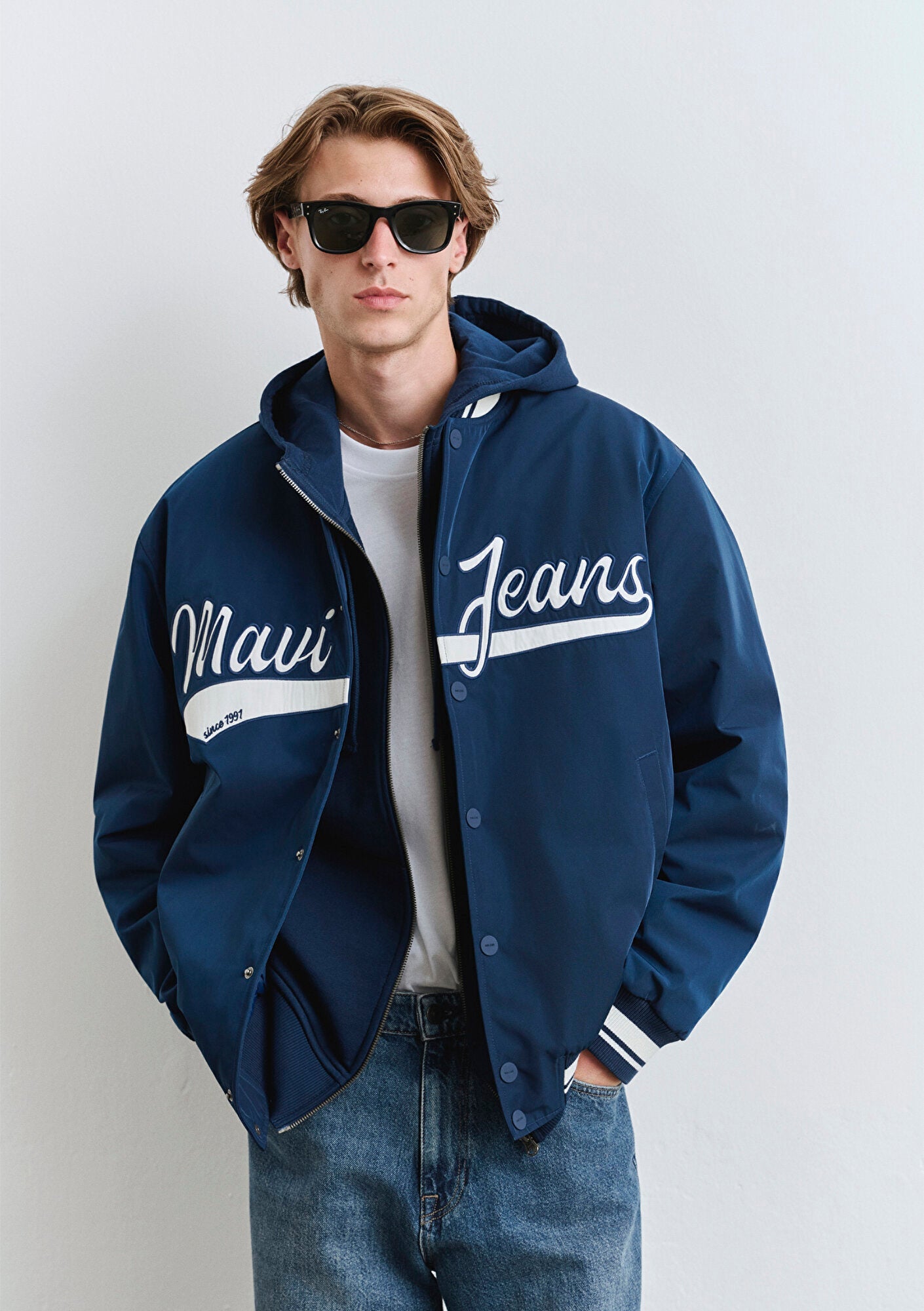 Mavi Jean Printed Navy College Jacket
