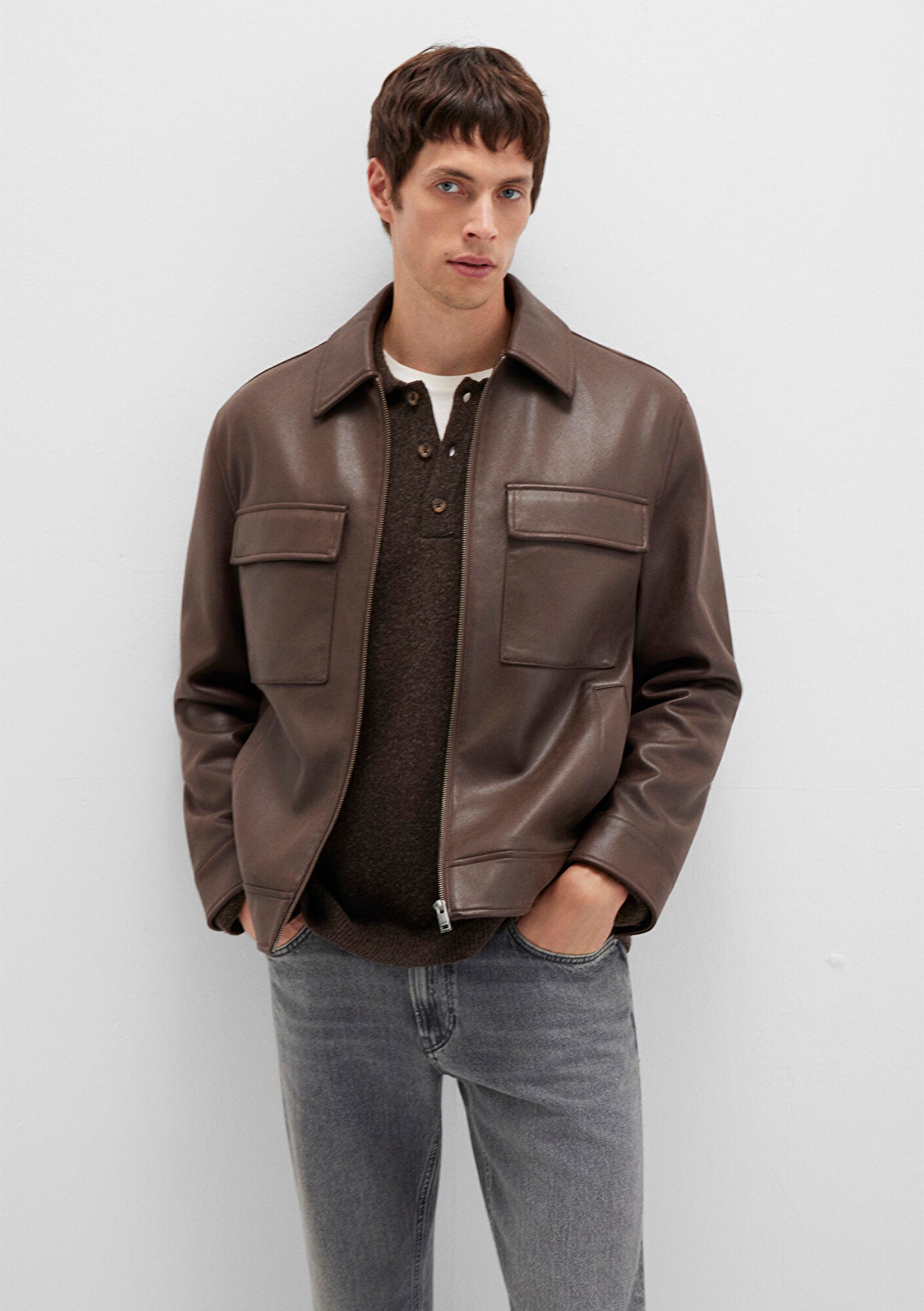 Brown Faux Leather Jacket