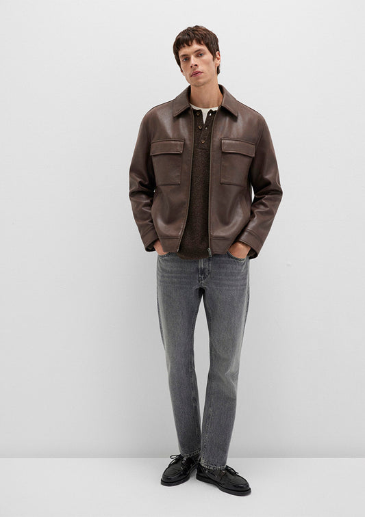 Brown Faux Leather Jacket