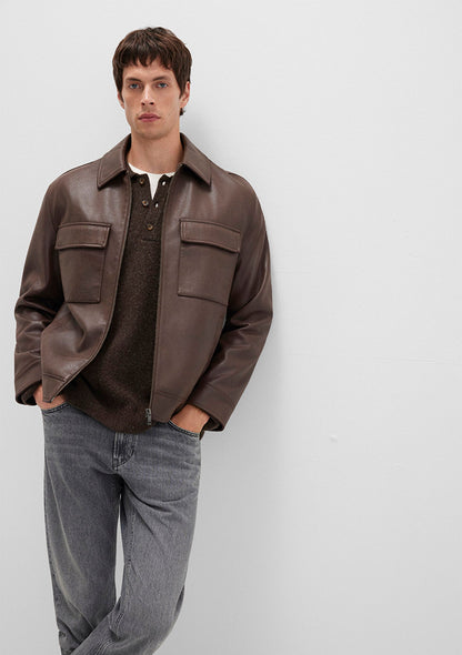 Brown Faux Leather Jacket