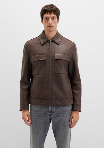 Brown Faux Leather Jacket