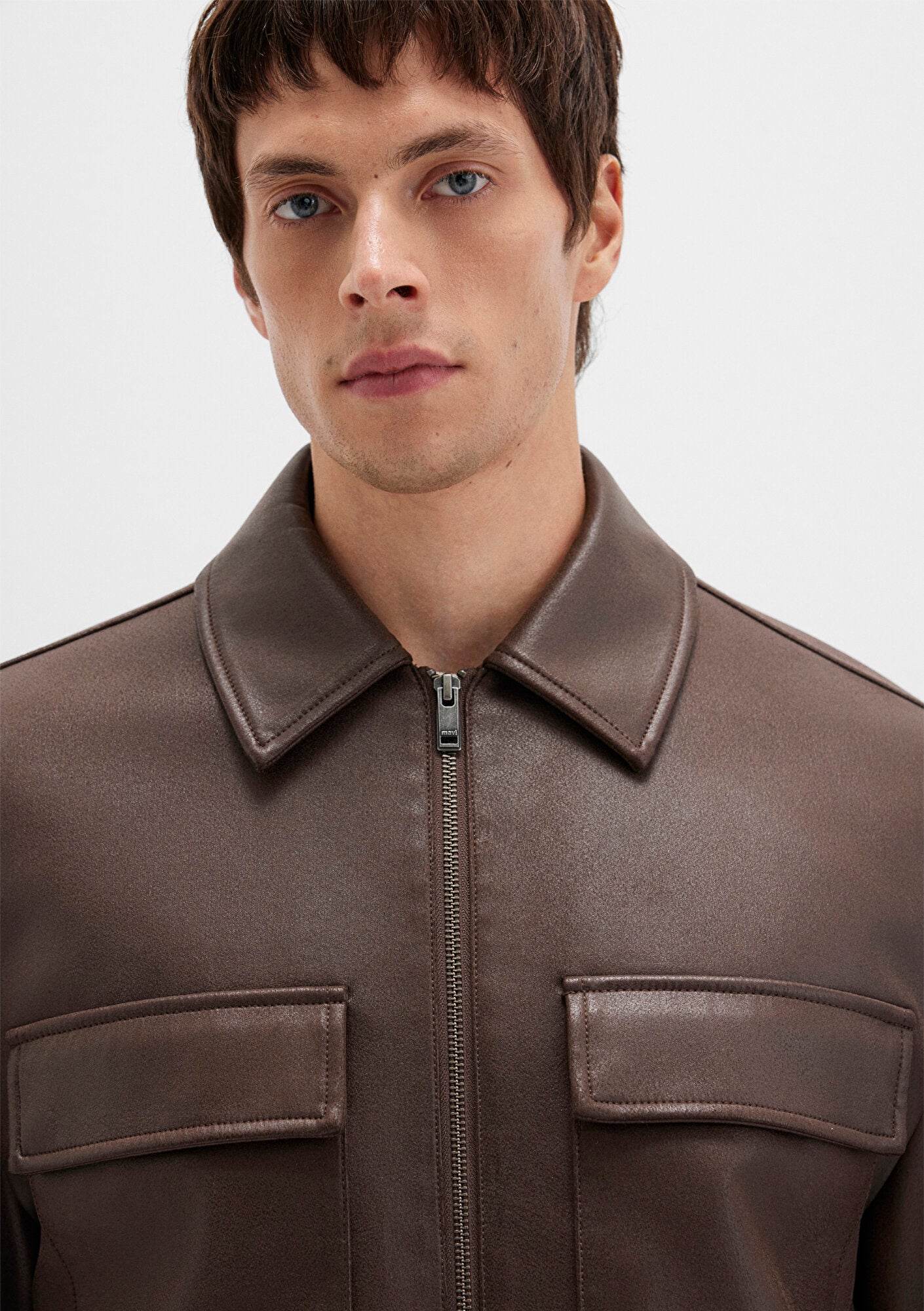 Brown Faux Leather Jacket