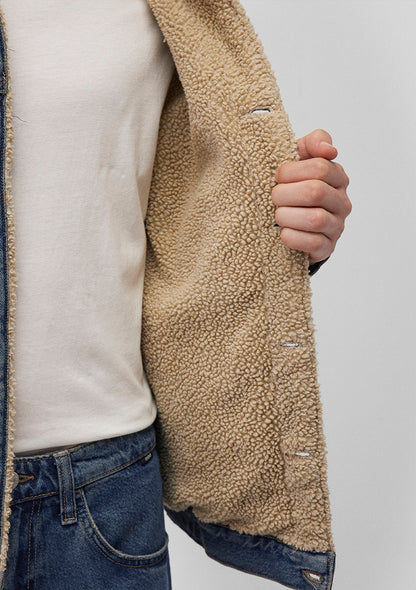 Zander Indigo Sherpa Classic Denim Jean Jacket