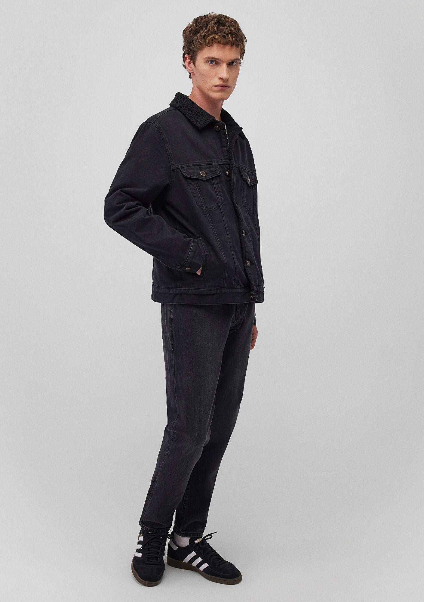 Zander Black Sherpa Classic Denim Jean Jacket