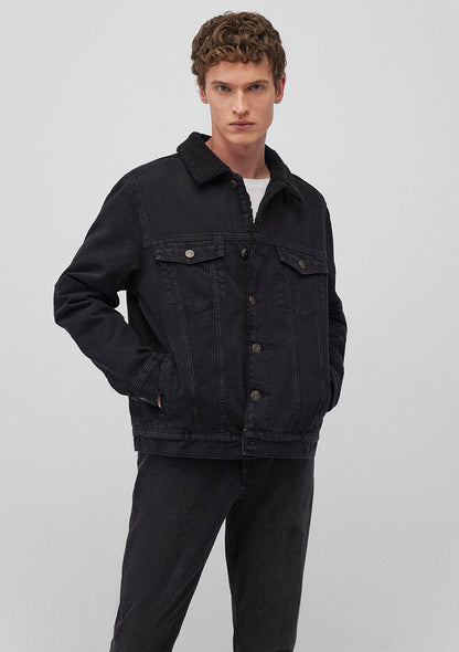 Zander Black Sherpa Classic Denim Jean Jacket