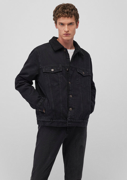 Zander Black Sherpa Classic Denim Jean Jacket