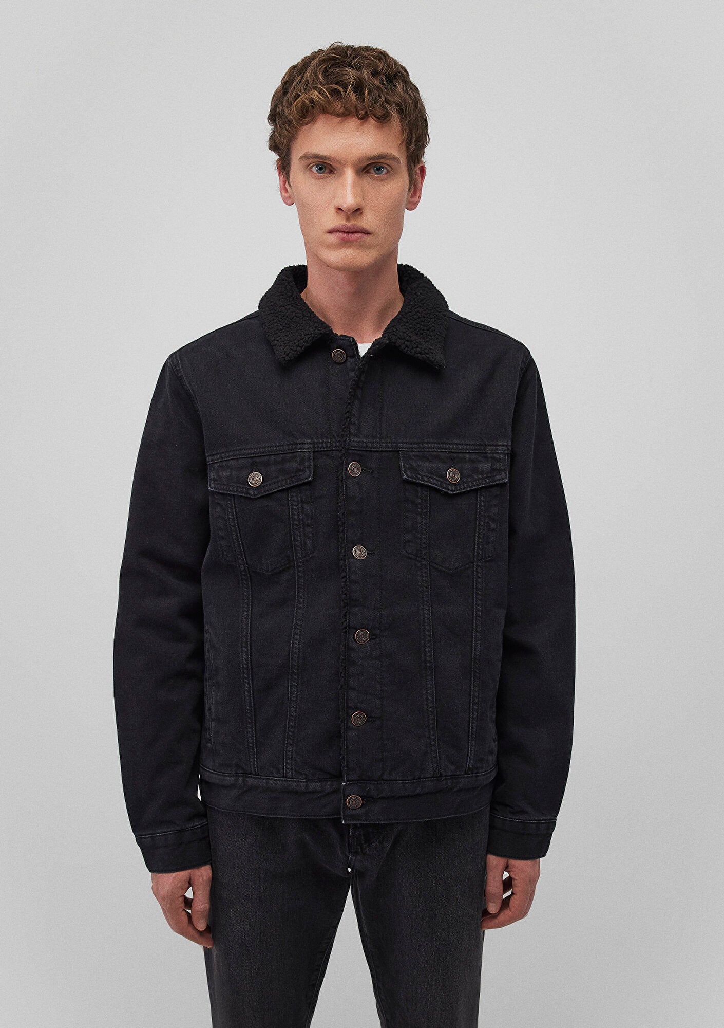 Zander Black Sherpa Classic Denim Jean Jacket